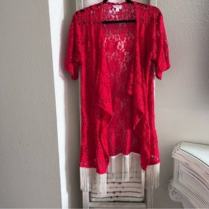 Kimono, duster, cardigan with fringe!